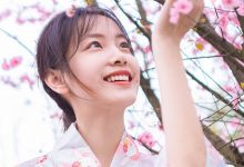 酒窝美女清新粉嫩和服写真图片-美图岛