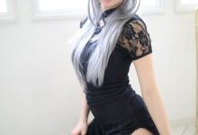 性感cos美女黑色蕾丝旗袍性感美腿诱惑写真-美图岛