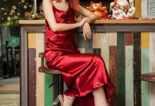 SIW斯文传媒 008 复古奢华绸缎露背绑带缎面酒红礼服（悦悦） [61P-214M]-美图岛