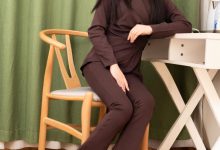 SIW斯文传媒 083 小谈 绛紫纯棉时尚修身九分裤套装 [61P-42M]-美图岛